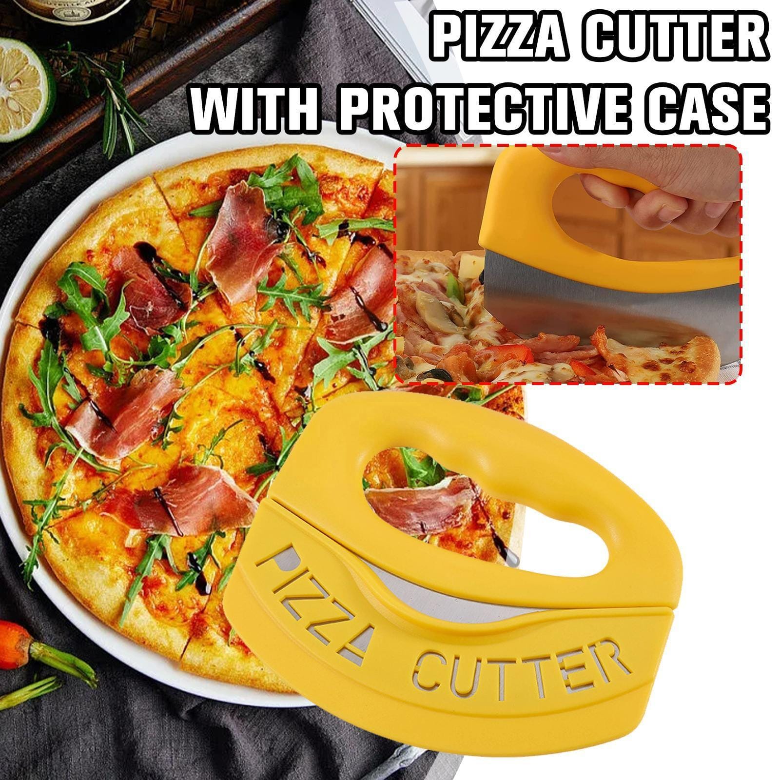 Stainless Steel Rocking Pizza Cutter with Protective Sleeve Discount